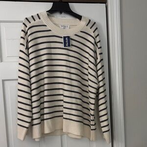 For The Republic Men's Sweater in Cream and Black Stripes